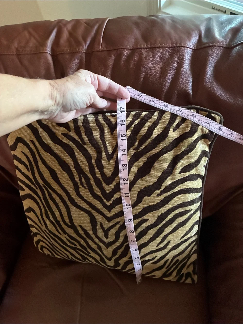 Animal Print Tiger Stripe Accent Pillow - Brown and Tan